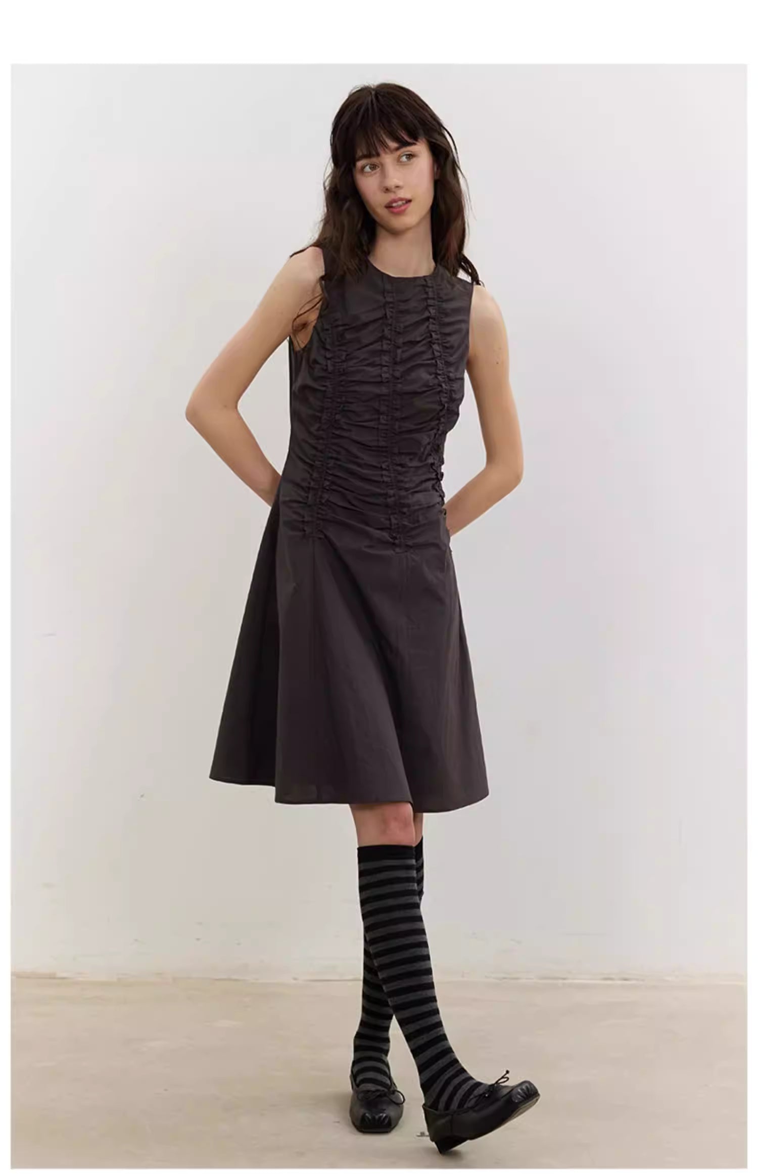 Arbour Ruched Column Dress in White or Black Ink