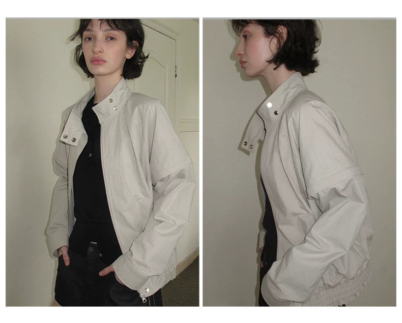 Detachable Sleeve Cropped Jacket