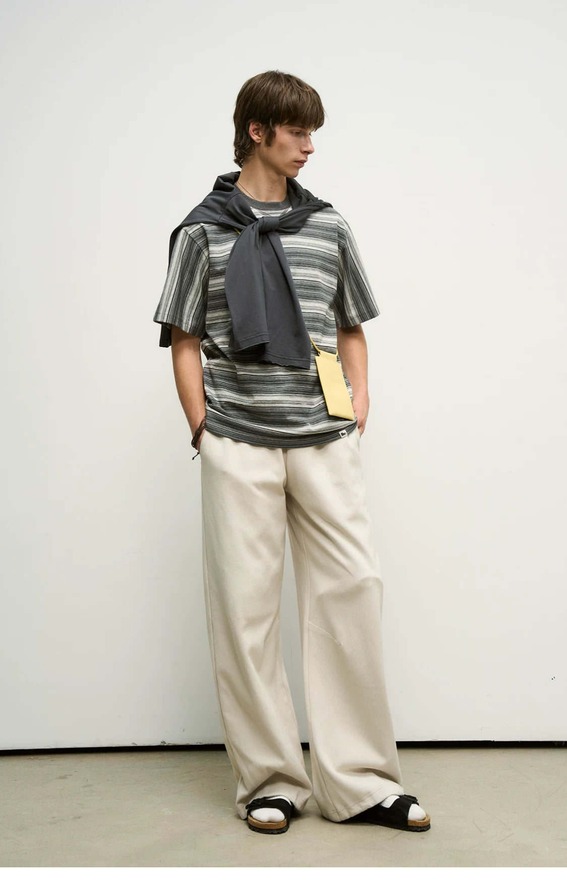 Layered Piqué Wide-Leg Trousers