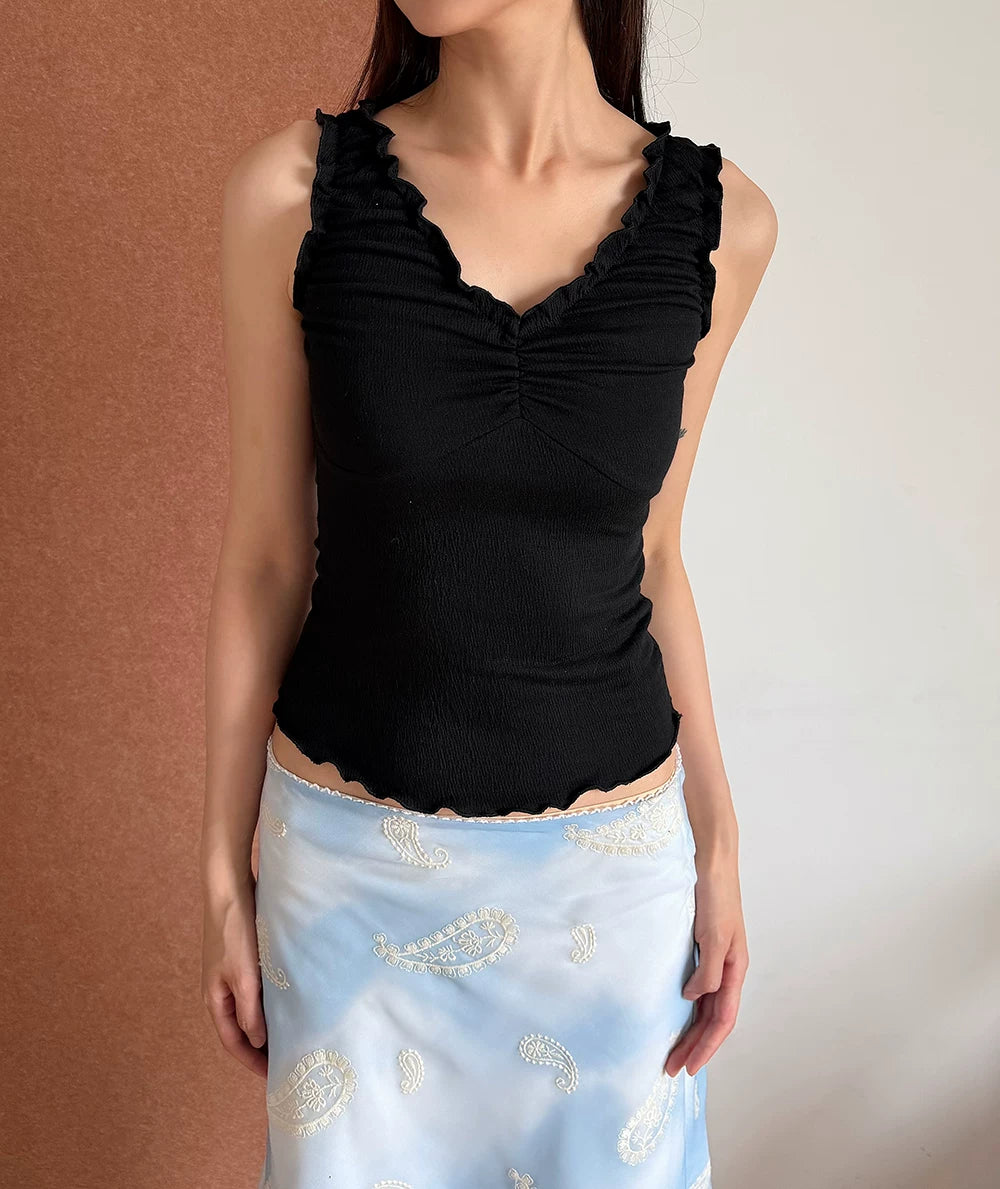 Ruched Ruffle Tank