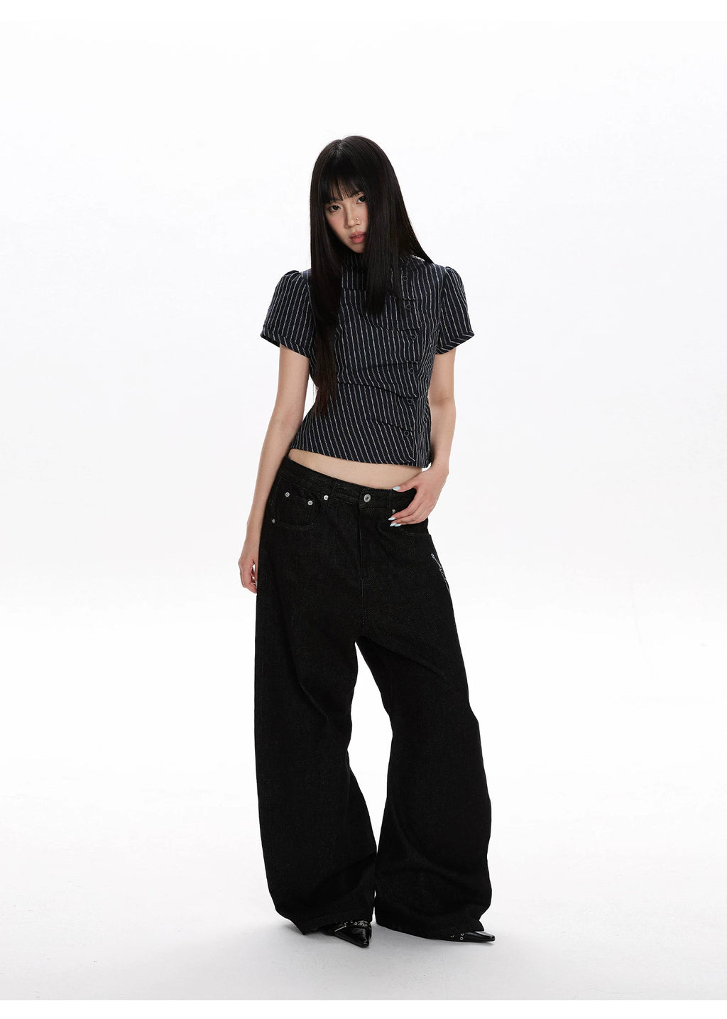 Pinstripe Tie-Back Shirt