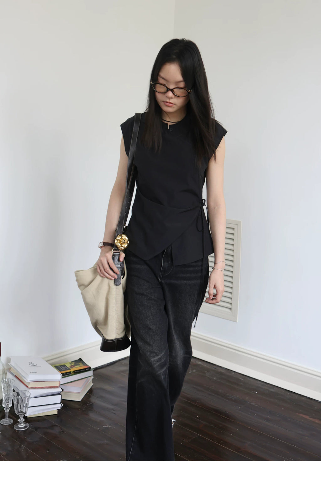 Asymmetric Wrap Sleeveless Top