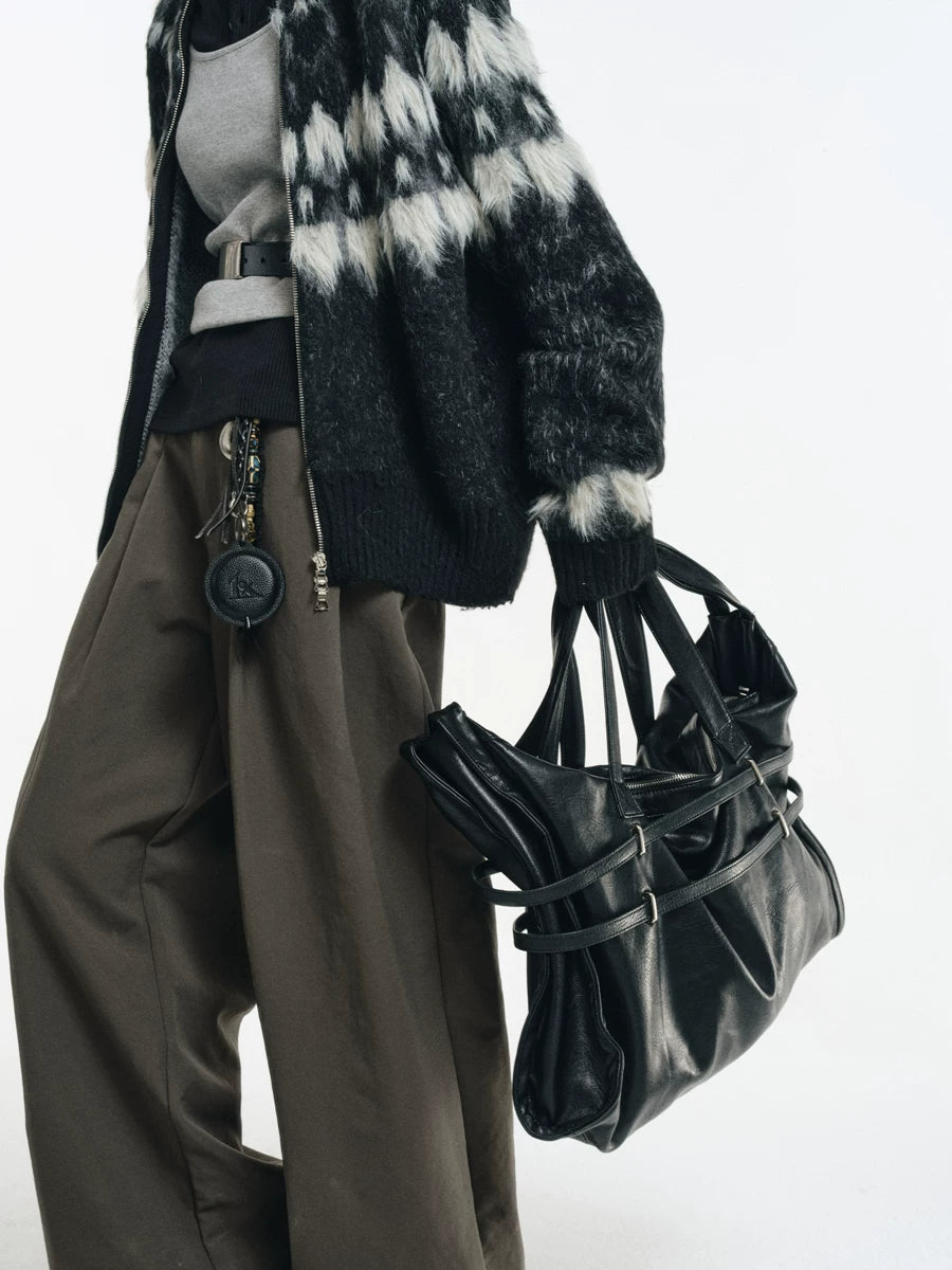 Strapped Buckle Soft-Structure Shoulder Bag