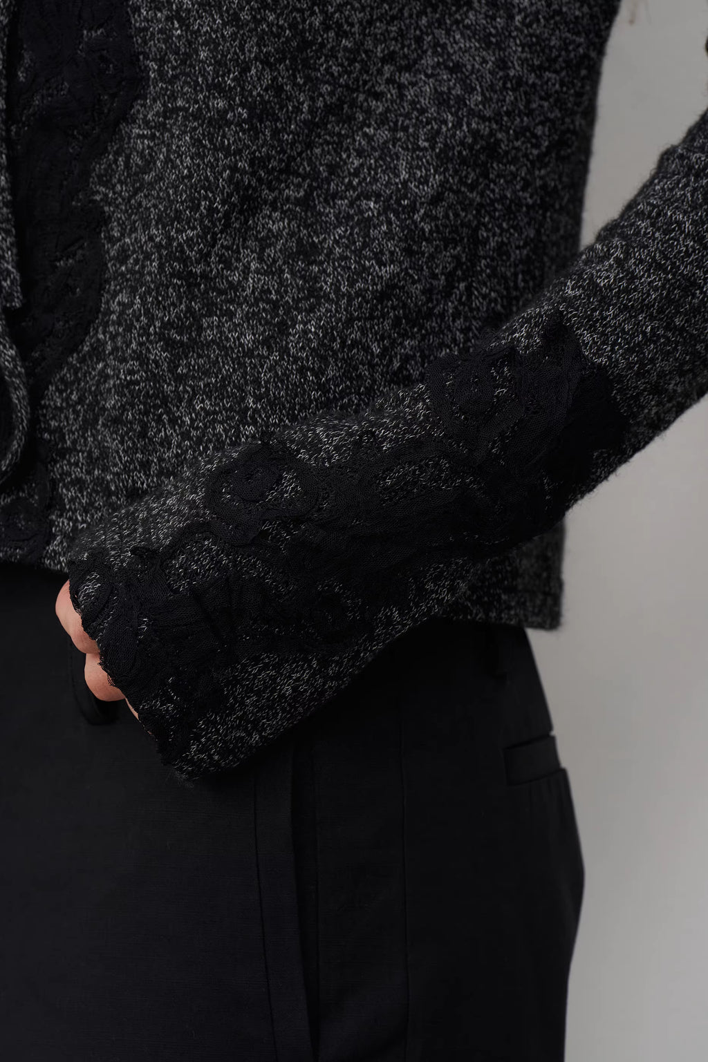 Charcoal Marl Lace-Up Knit Top