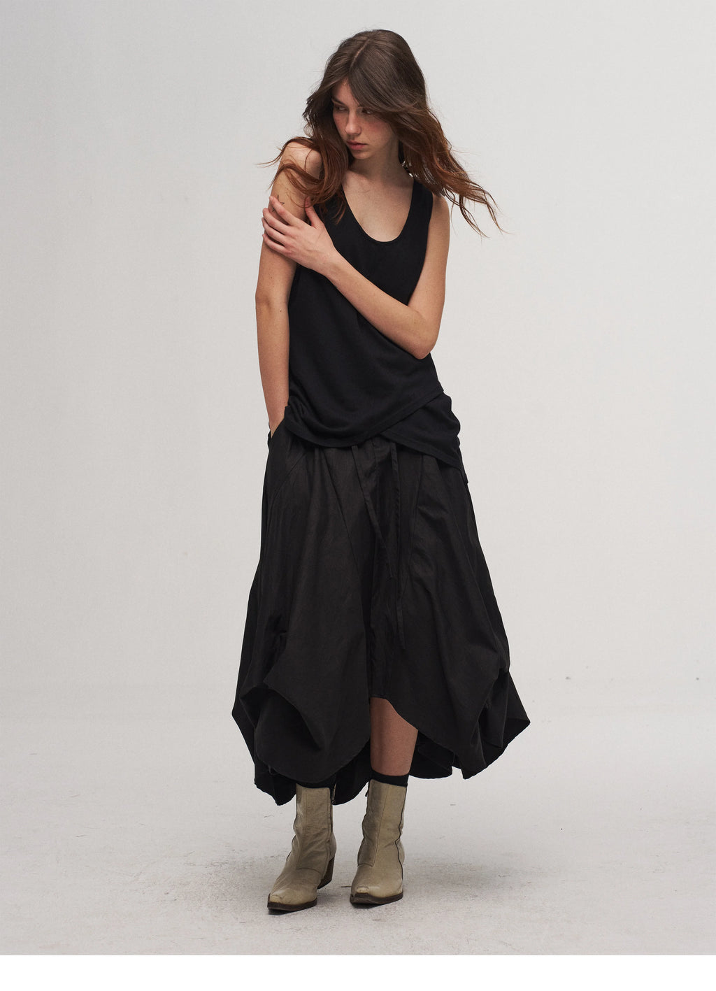 Fluid Draped Skirt Pants