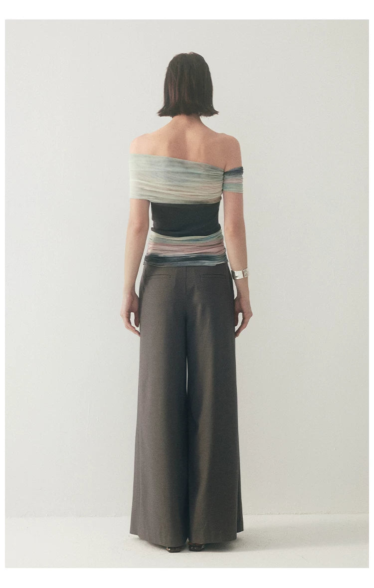 One-Shoulder Art Star Mesh Top