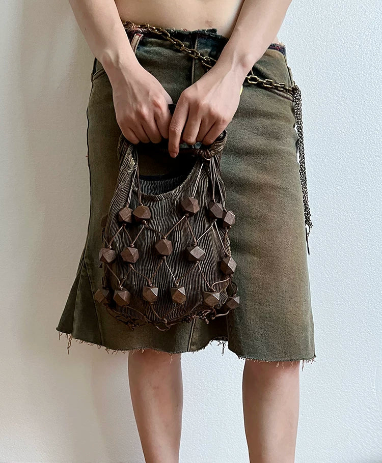 Cord Lattice Bead Bag