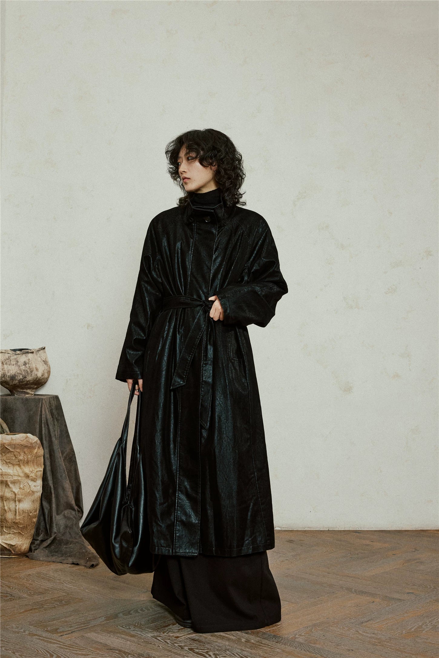 Nomad Matte Leather Trench Coat
