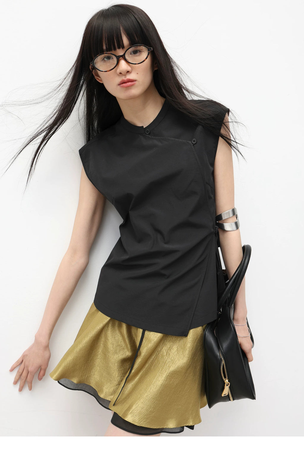 Asymmetric Wrap Sleeveless Top
