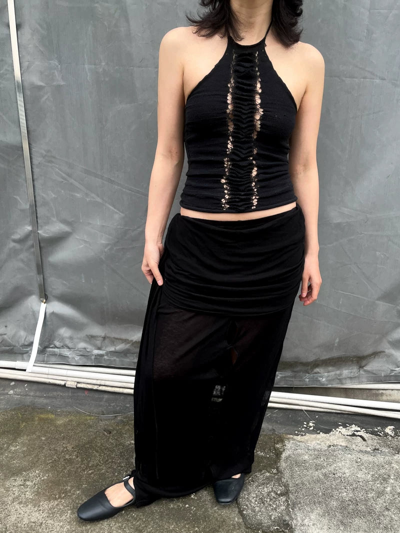 Hand-Knit Spine Halter Top