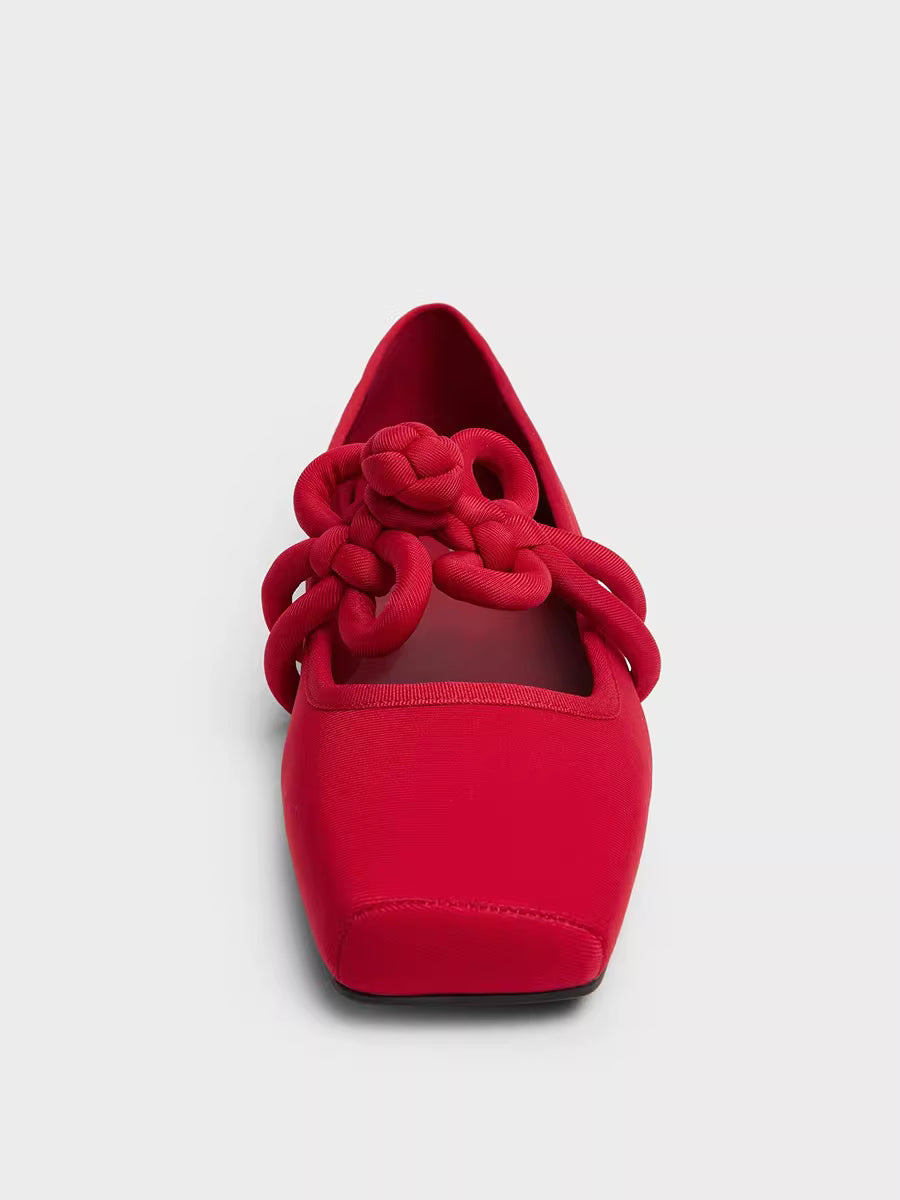 The JIE Knot Ballet Flat in Crimson and Obsidian