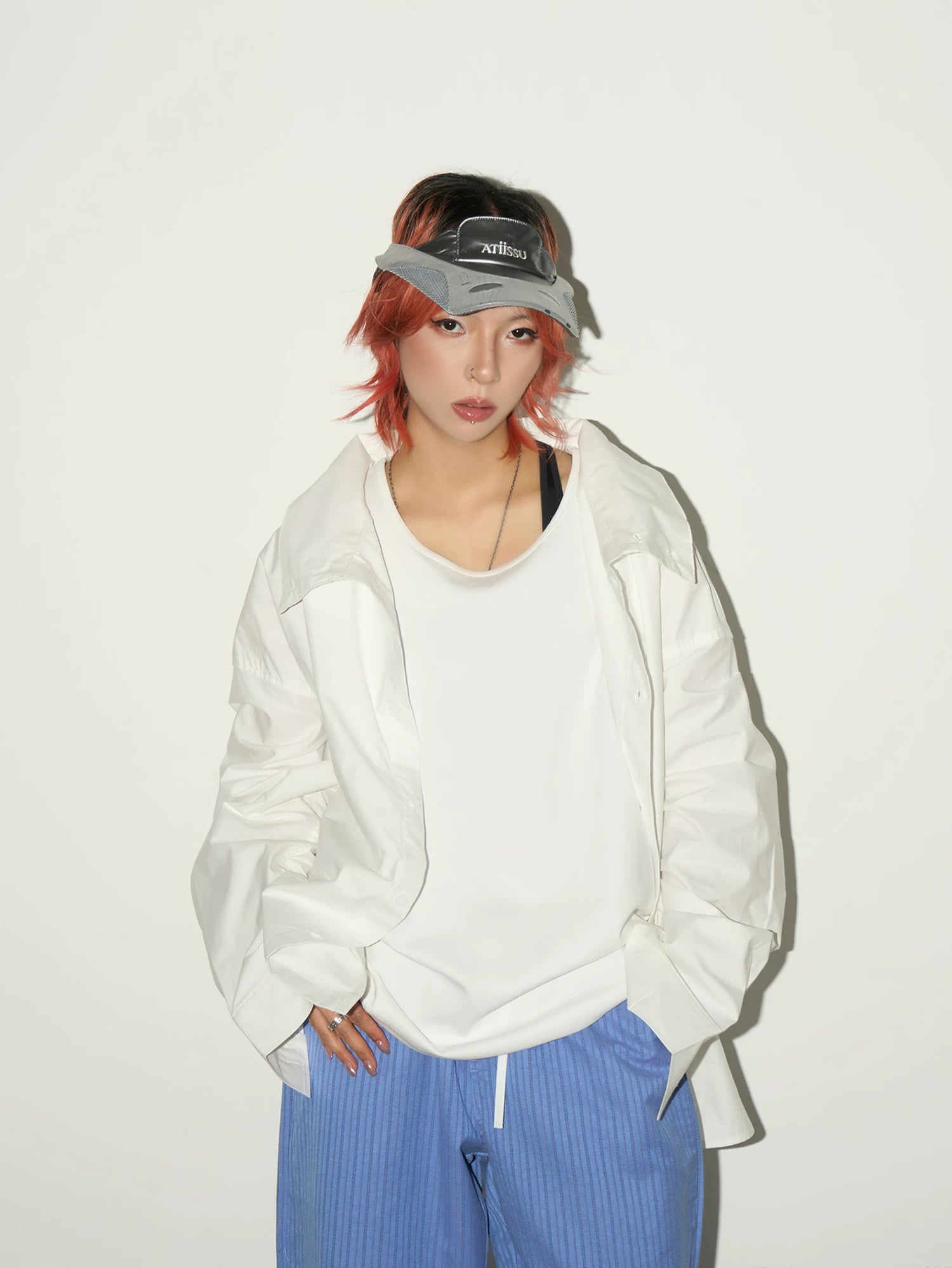 Stand Collar Oversized Shirt