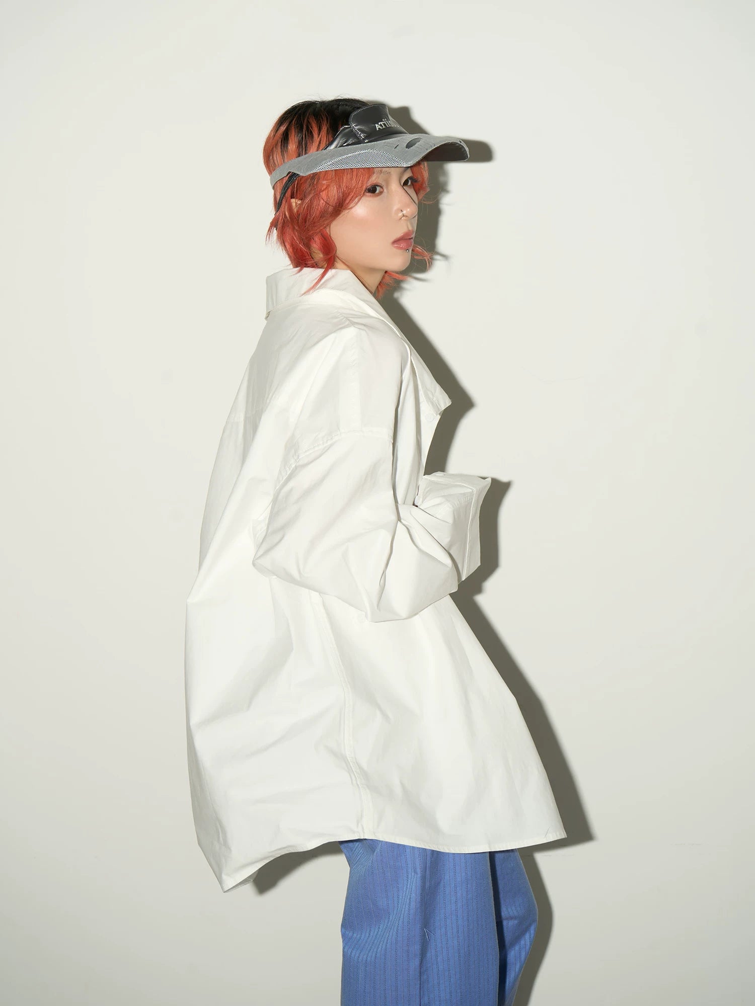Stand Collar Oversized Shirt