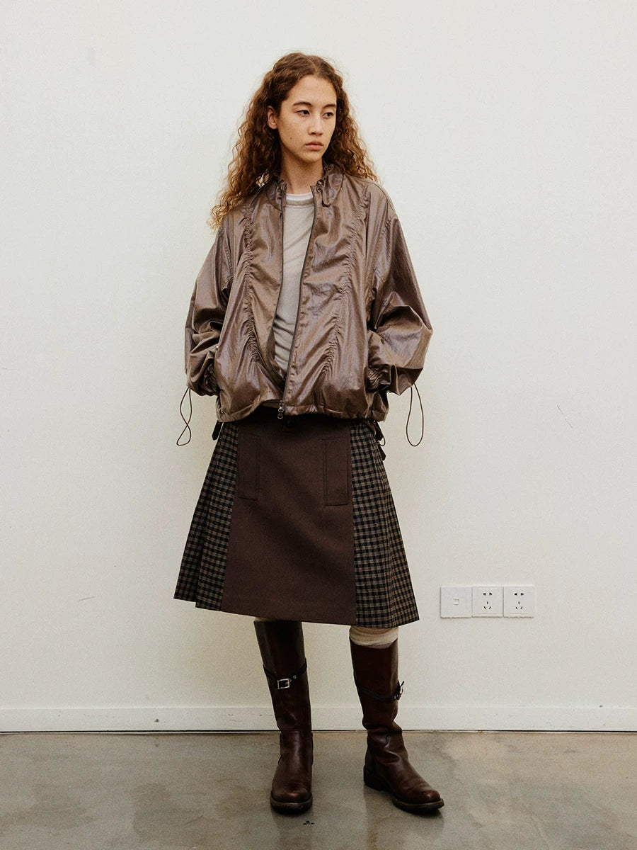 Harness Panel Wool Midi Skirt in Black Ink or Brown