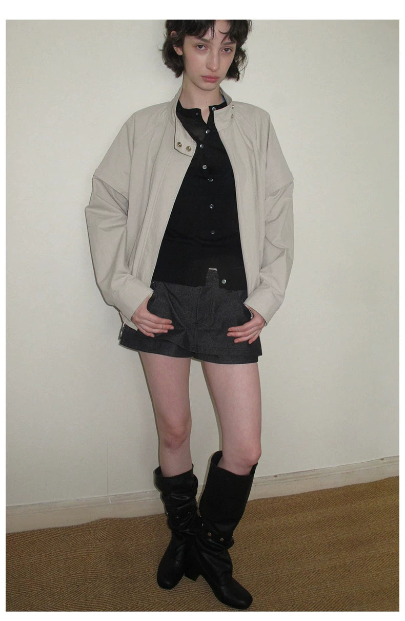 Detachable Sleeve Cropped Jacket