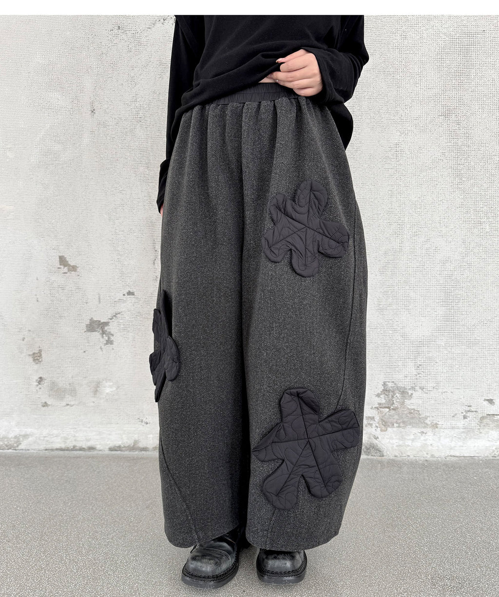 Quilted Flower Patch Balloon Leg Trousers