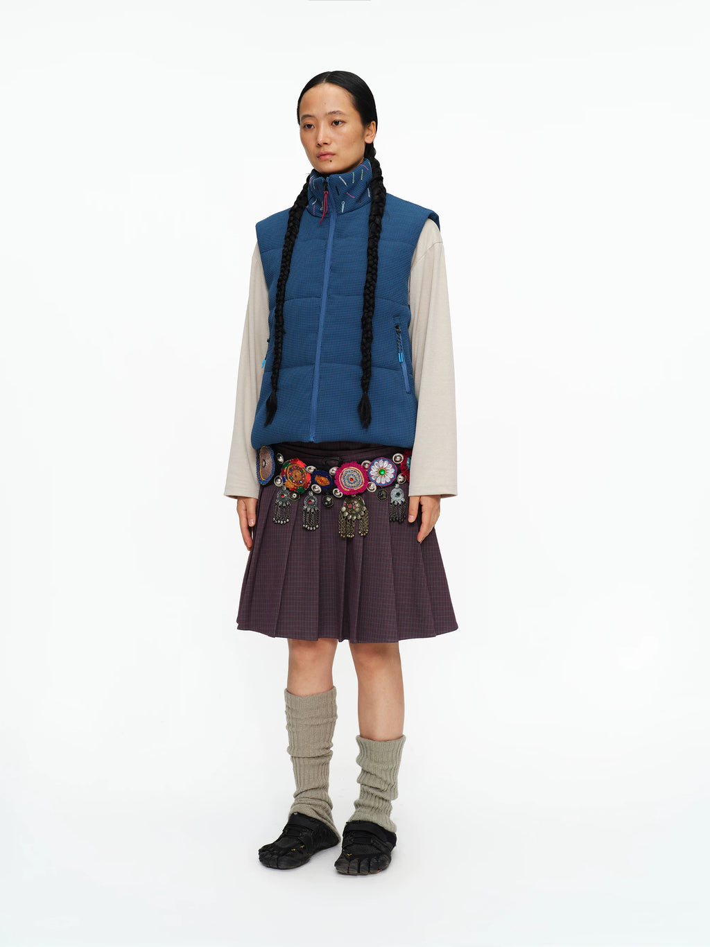Scatter Stitch Waffle Vest in Prussian Blue