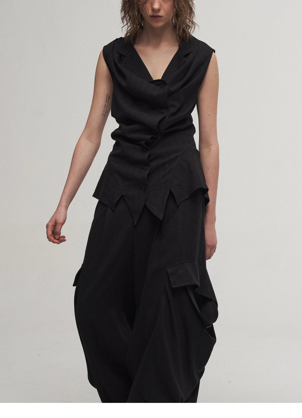 Draped Asymmetric Tailored Vest