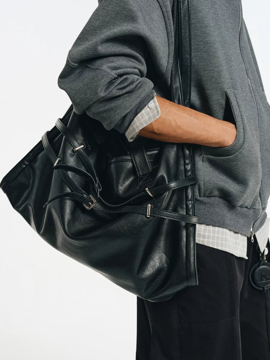 Strapped Buckle Soft-Structure Shoulder Bag