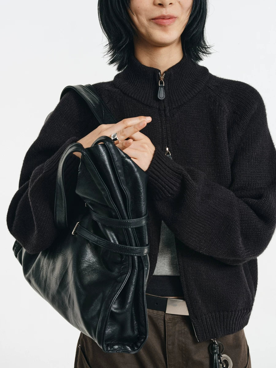 Strapped Buckle Soft-Structure Shoulder Bag