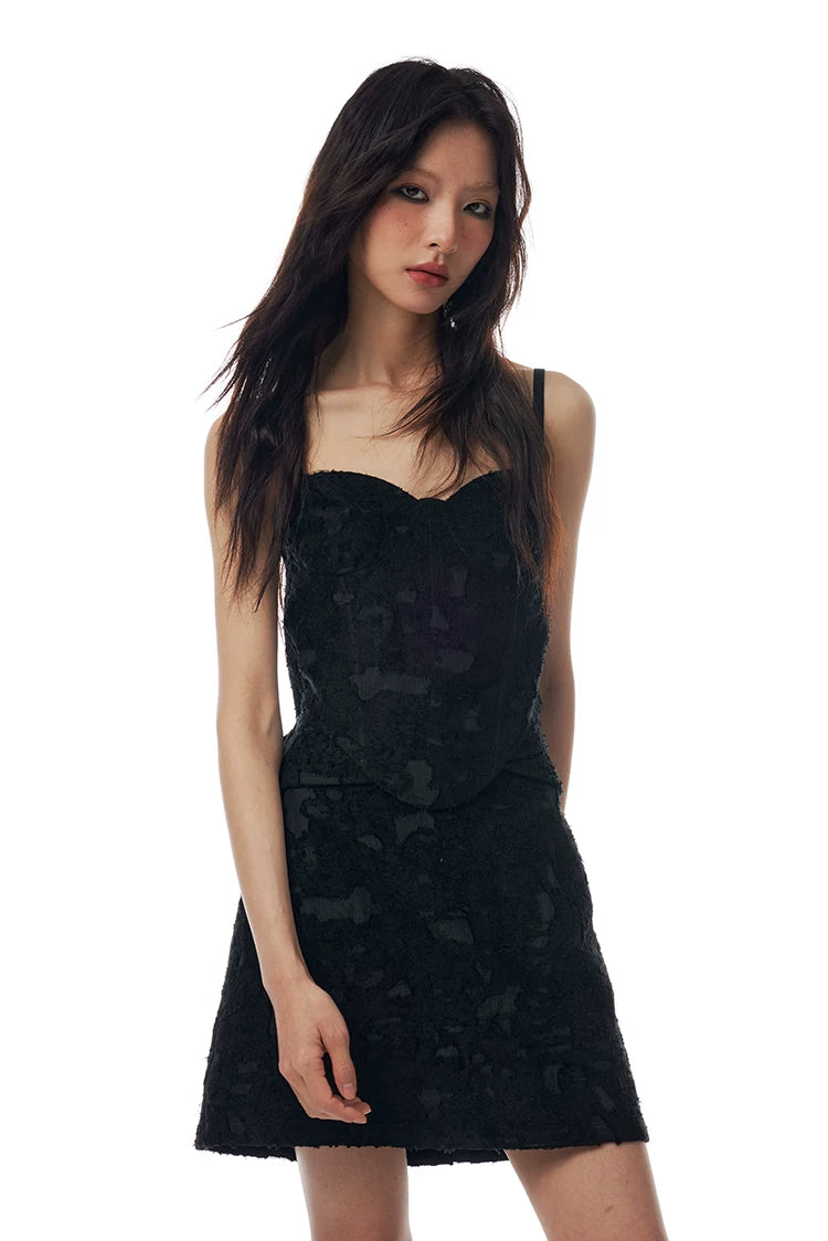 Lace Jacquard Corset & Mini Skirt Set