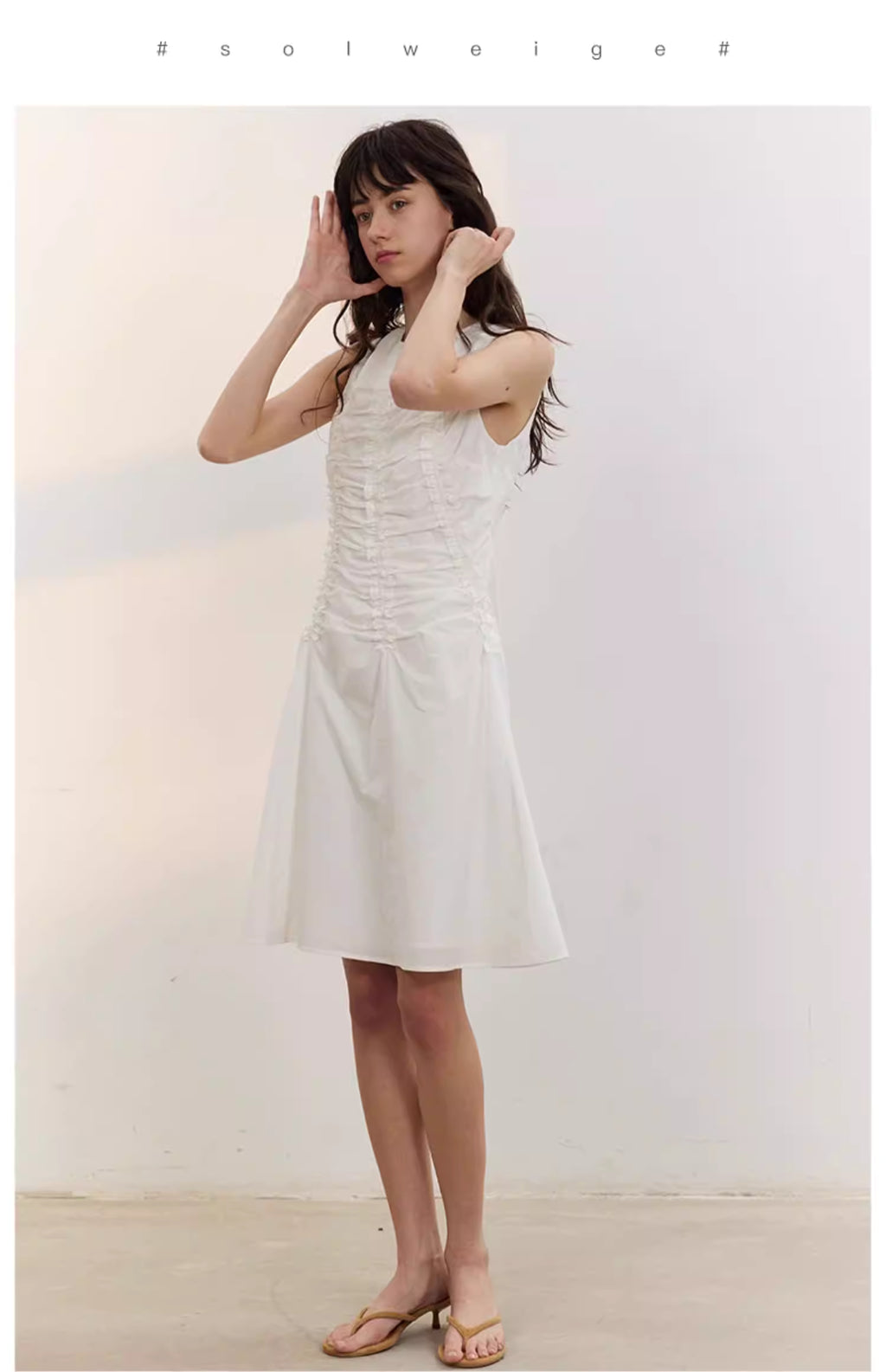 Arbour Ruched Column Dress in White or Black Ink