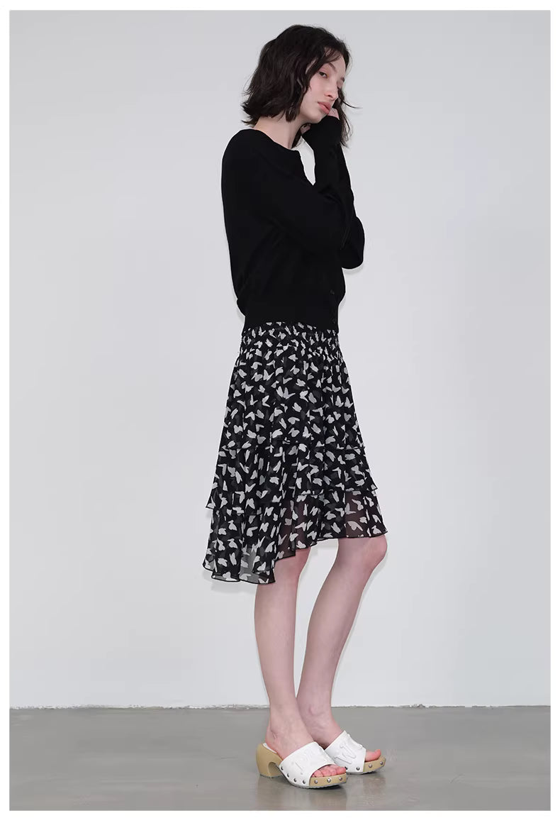 Lantern Sleeve Cardigan in Black Ink or White