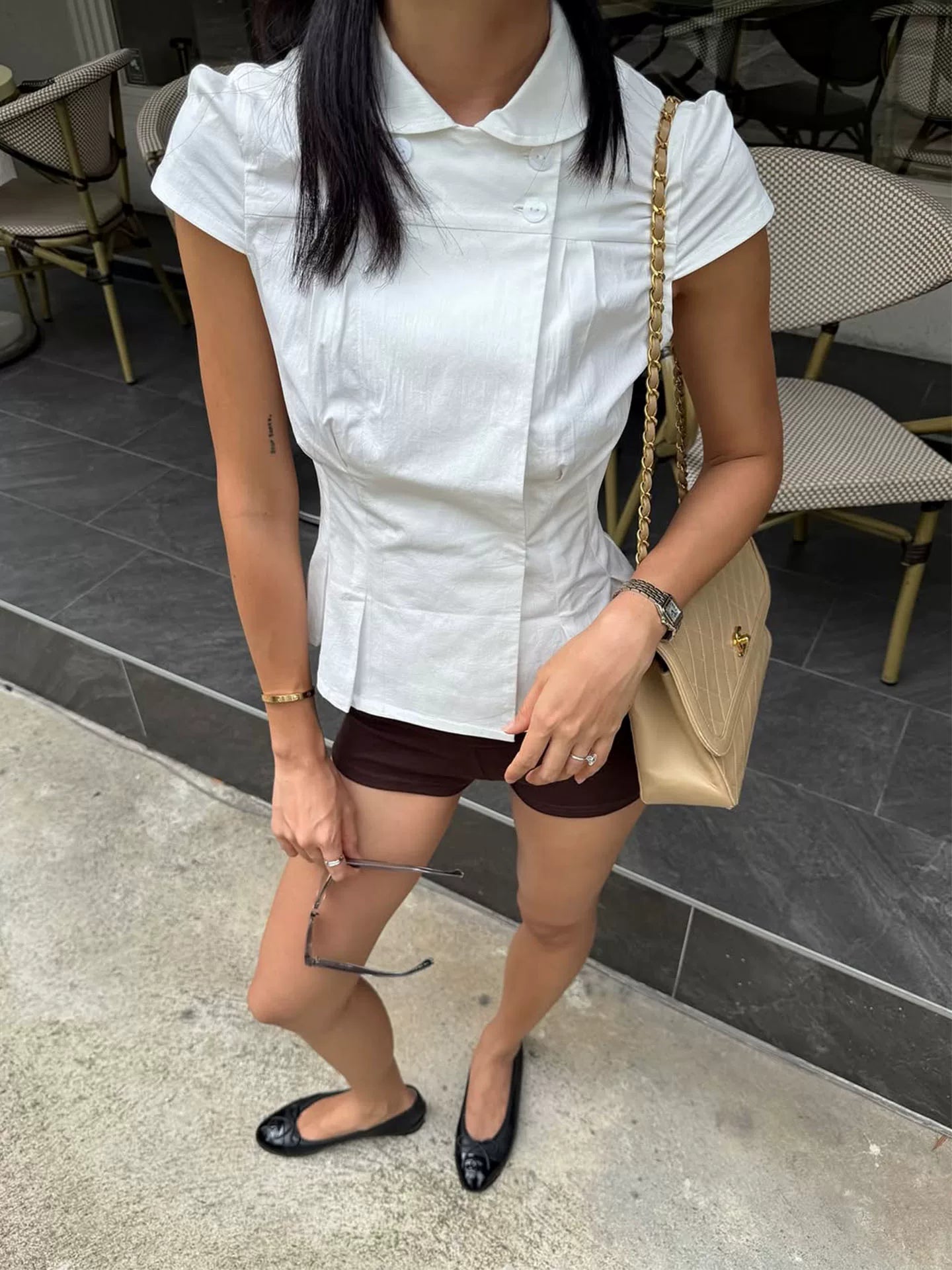 Missy Tailored Cap Sleeve Blouse