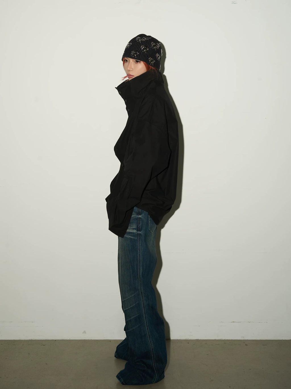Stand Collar Oversized Shirt