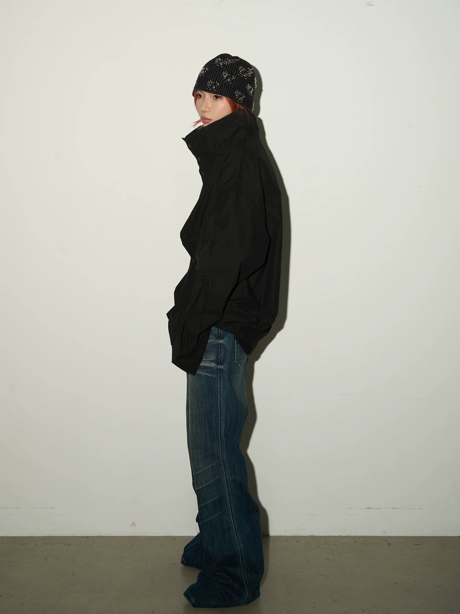 Stand Collar Oversized Shirt
