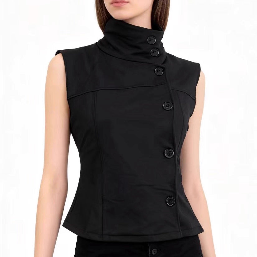 Architectural Asymmetric Button Vest