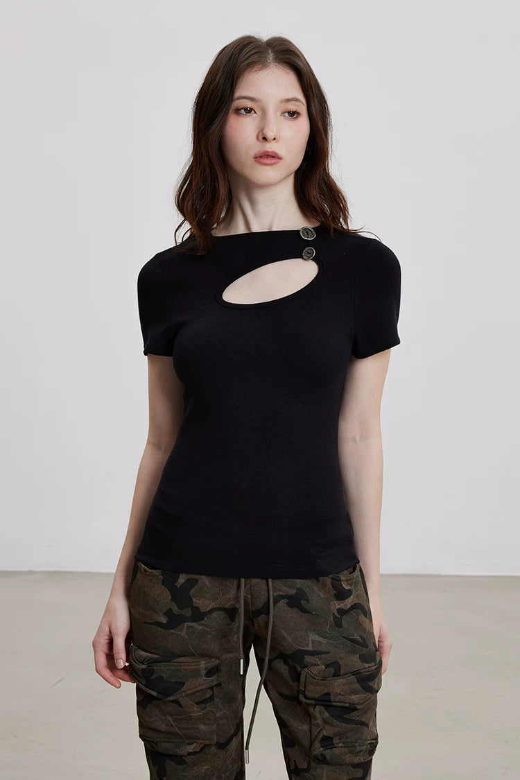 Ellipse Cut-Out Chrome Button Top