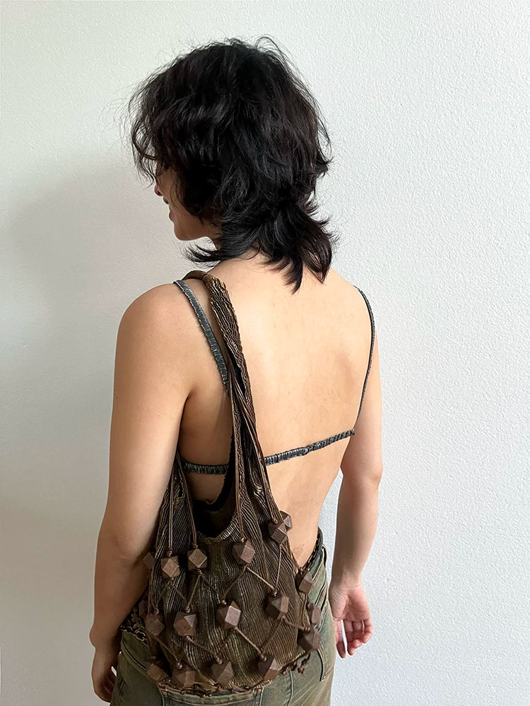 Cord Lattice Bead Bag