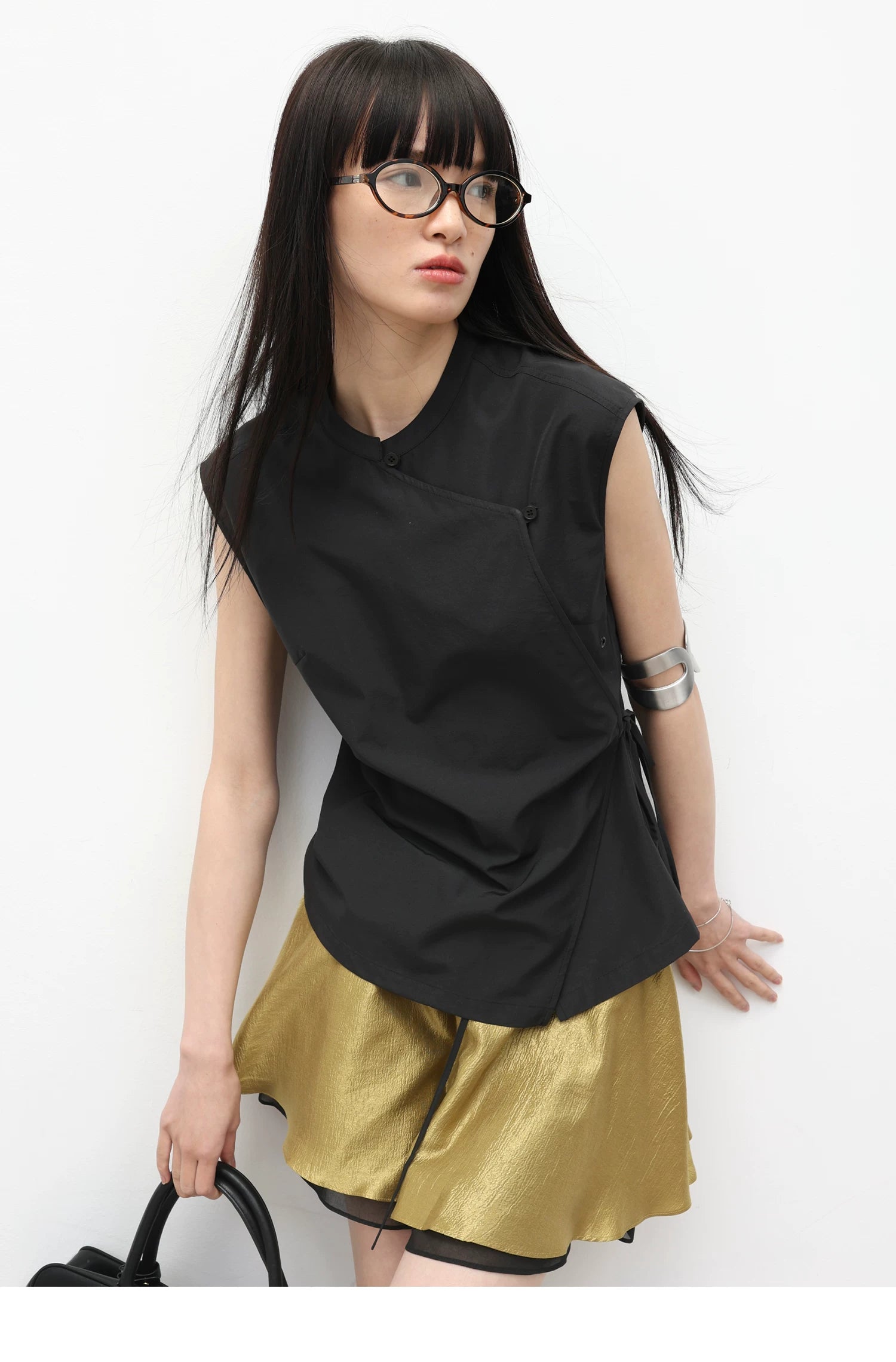 Asymmetric Wrap Sleeveless Top