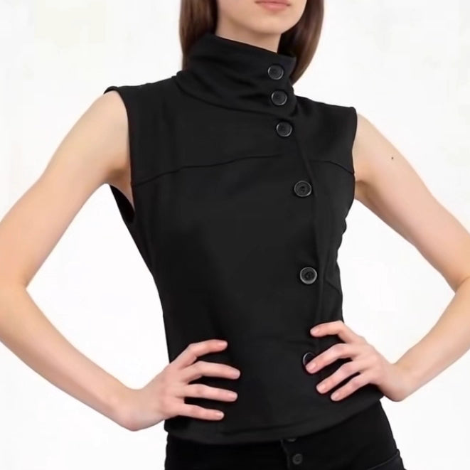 Architectural Asymmetric Button Vest