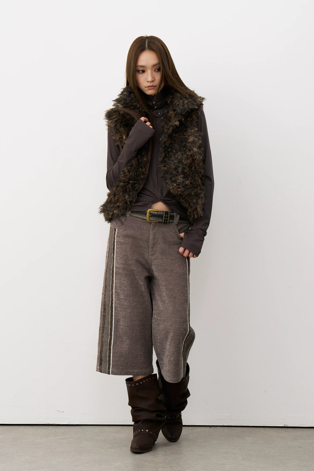 Mottled Faux Fur Vest