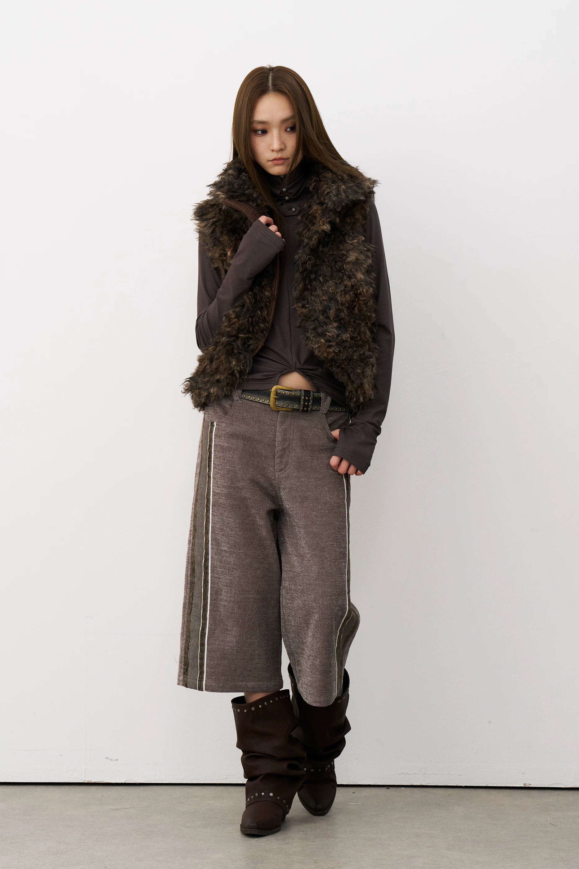 Mottled Faux Fur Vest
