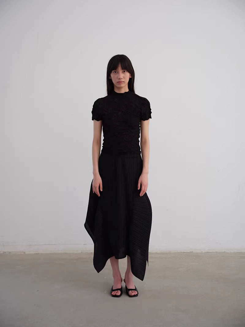 Shadow Pleat Midi Skirt