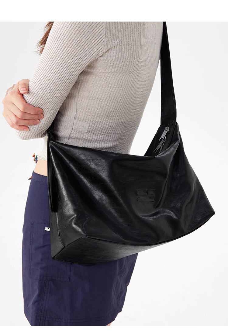 Black Leather Medium Crossbody Bag