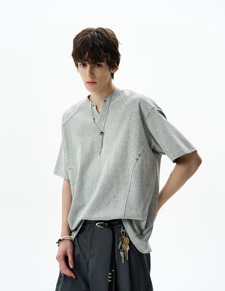 Rivet Seam Henley T-Shirt