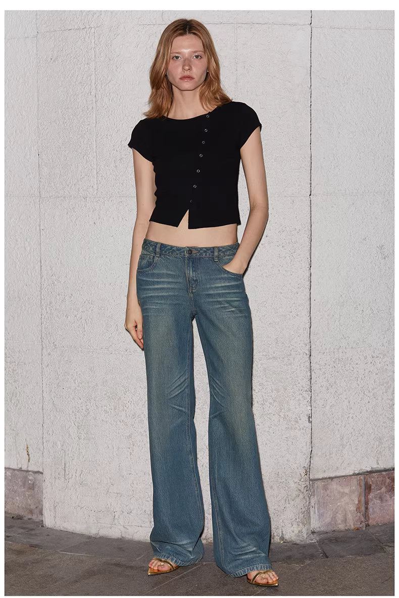 Asymmetric Snap-Front Baby Tee