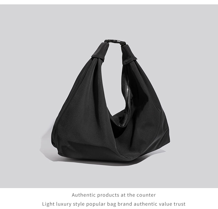 Fabric Shoulder Tote Bag in Black Ink