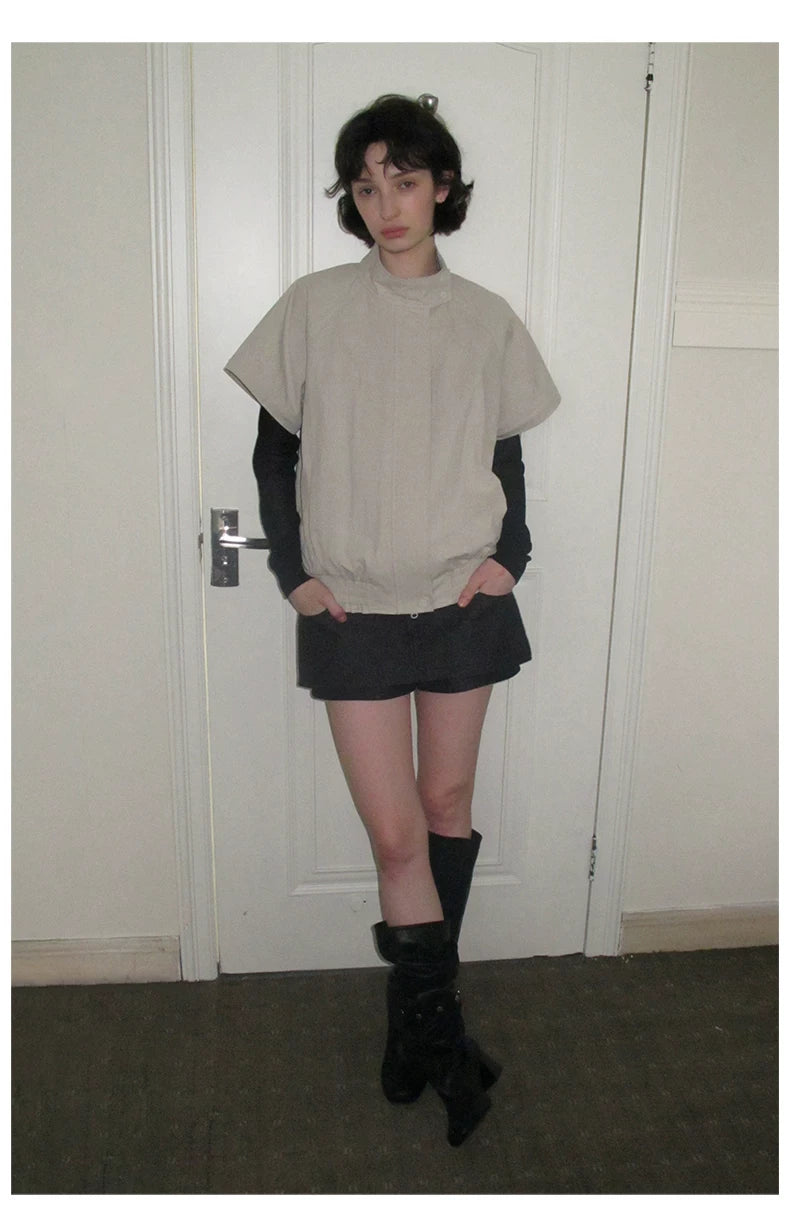 Detachable Sleeve Cropped Jacket