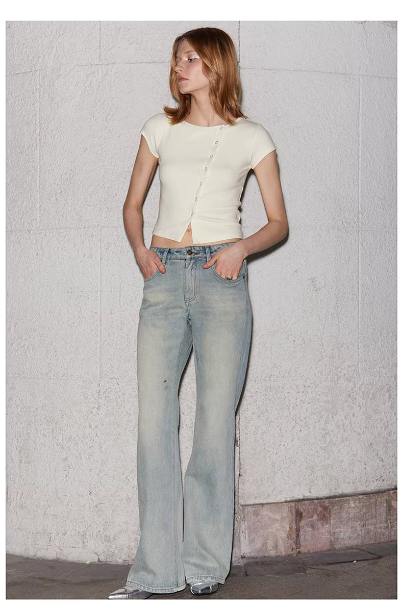 Asymmetric Snap-Front Baby Tee