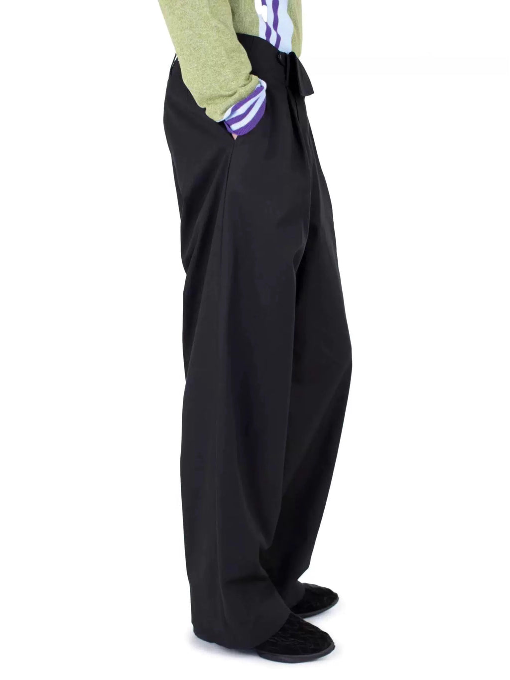 Architectural Drape Pants with Waist Overlap