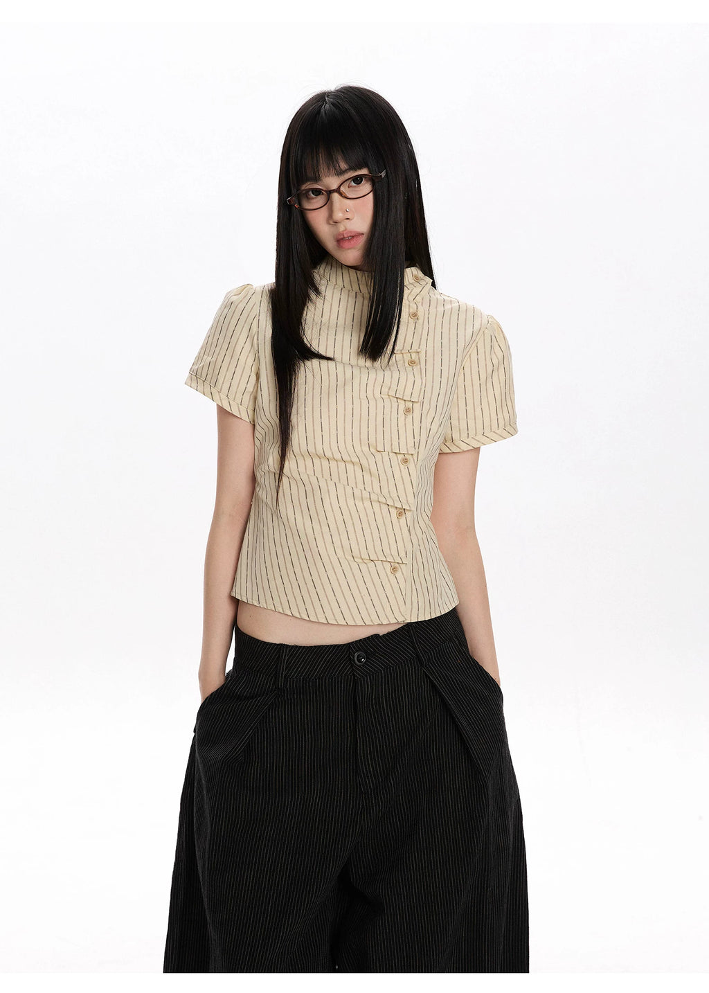 Pinstripe Tie-Back Shirt