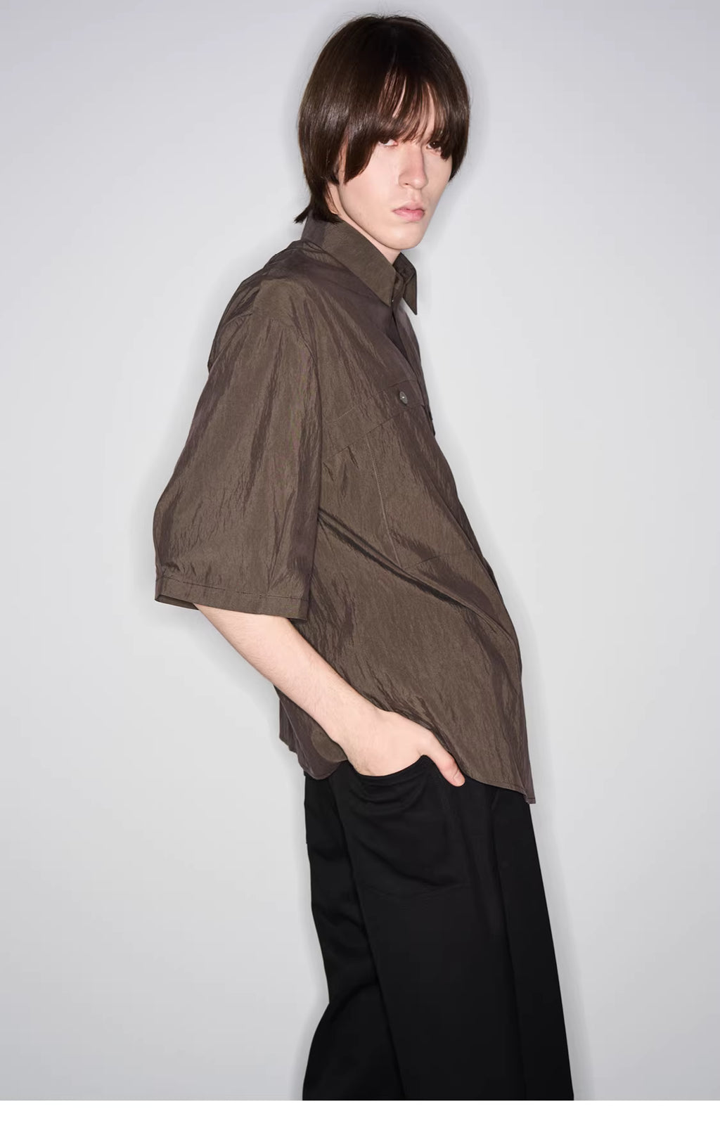 Fluid State Lapel Collar Button-Up Shirt