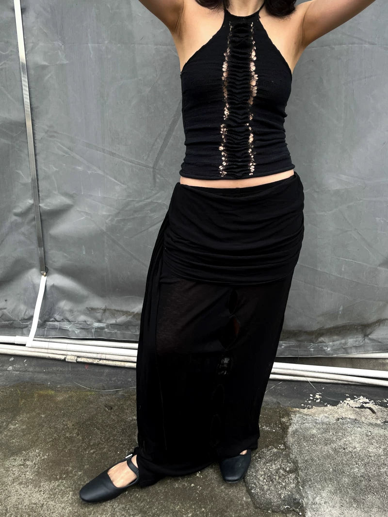 Hand-Knit Spine Halter Top