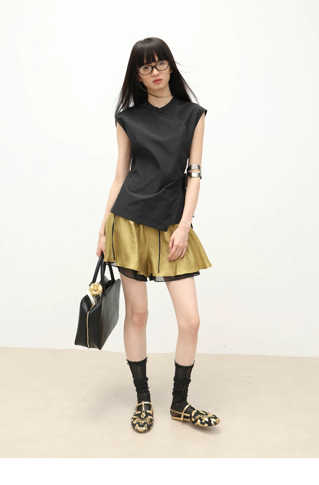 Asymmetric Wrap Sleeveless Top
