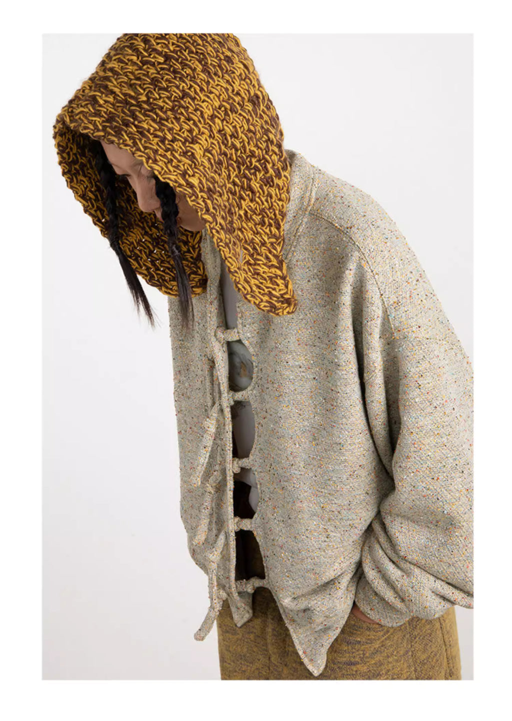 Reversible Knit Cardigan with Frog Closures